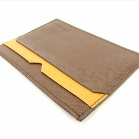 Authentic Prada Card Case Brown Beige Saffiano leather Woman unisex - Picture 8 of 8